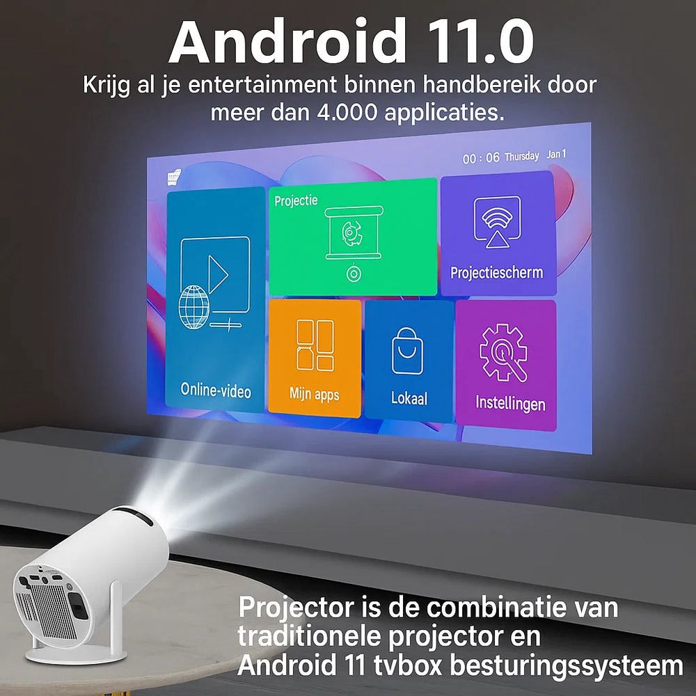 CineMate™– 180° Draaibare Beamer met Flexibele Projectie voor Wand & Plafond | HD Beeldkwaliteit
